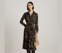 Crêpe-Hemdkleid mit Gürteldruck