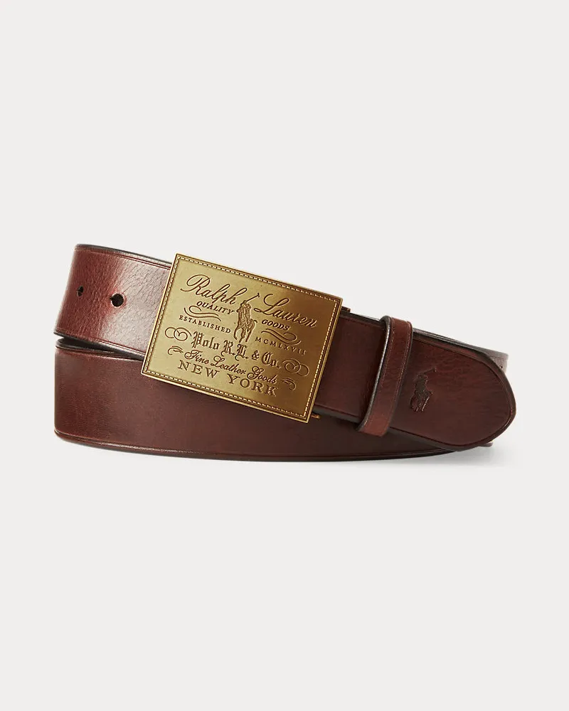 Ralph Lauren Traditioneller Gürtel mit Schildschnalle Brown