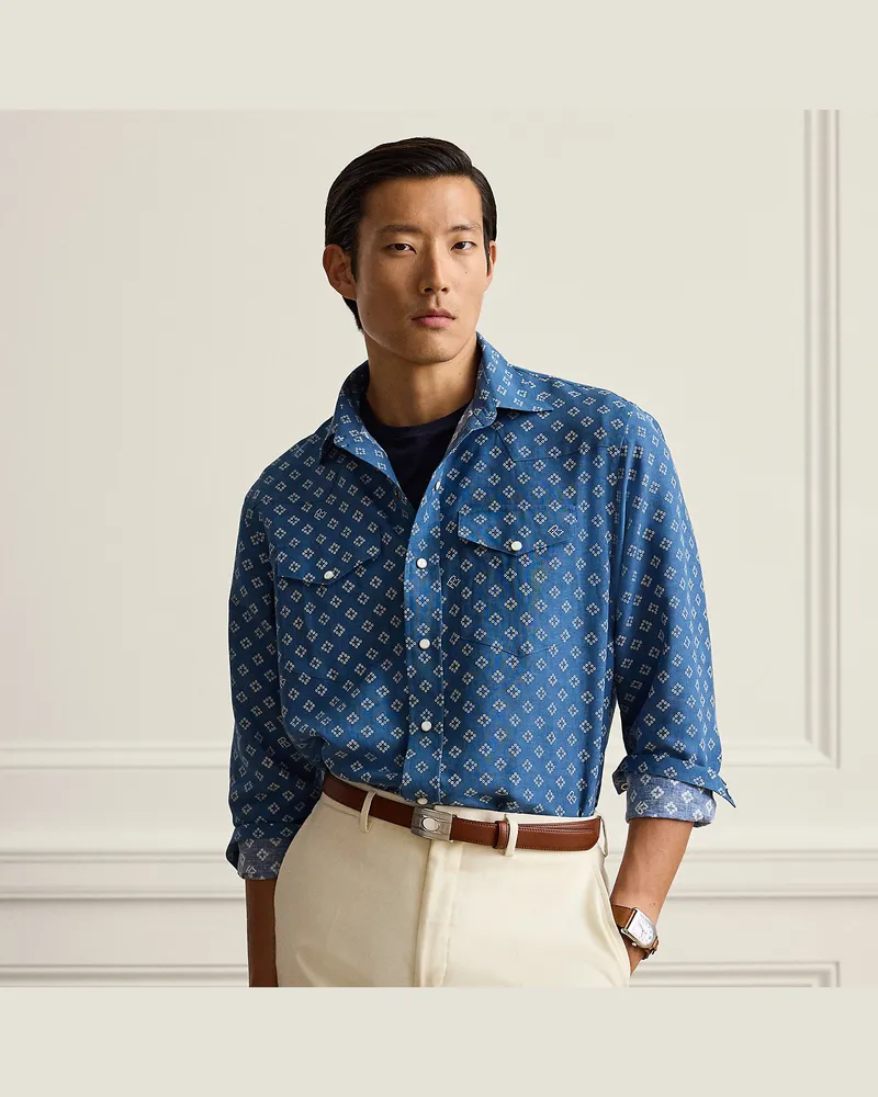 Ralph Lauren Relaxed-Fit Leinen-Seiden-Westernhemd Blue