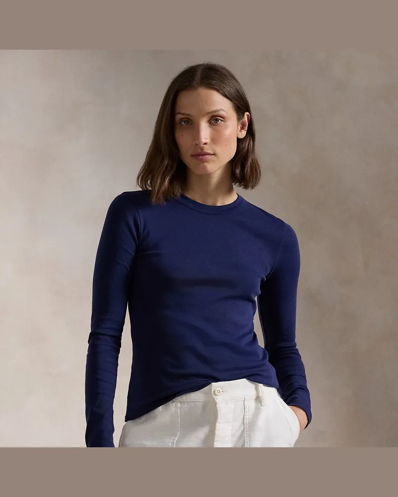 Ralph Lauren Slim-Fit Langarm-T-Shirt aus Baumwolle Blue