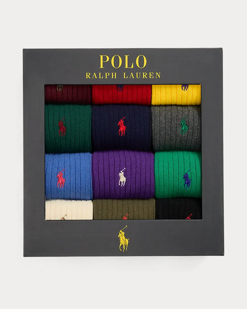 Ralph Lauren Geschenkset aus 12 Crew-Socken mit Pony Multi