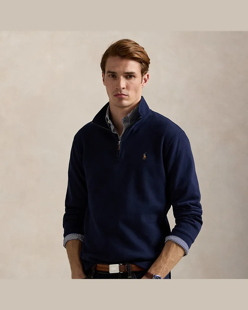 Ralph Lauren Rippenpullover mit Viertelreißverschluss Blue