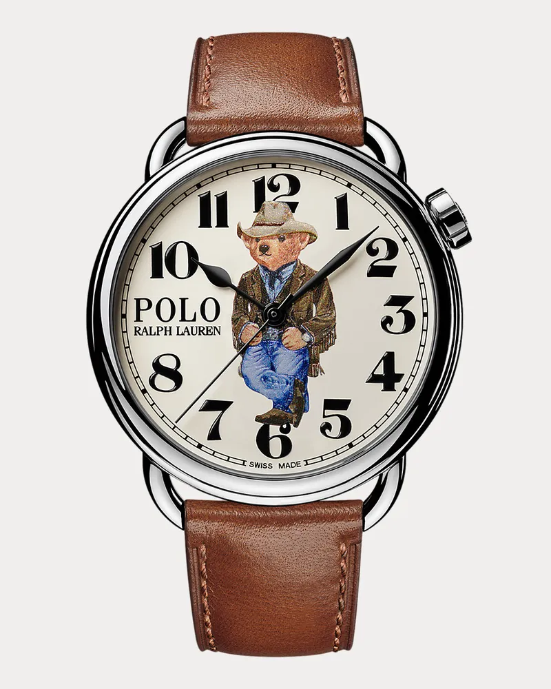 Ralph Lauren Armbanduhr mit Cowboy Polo Bear White