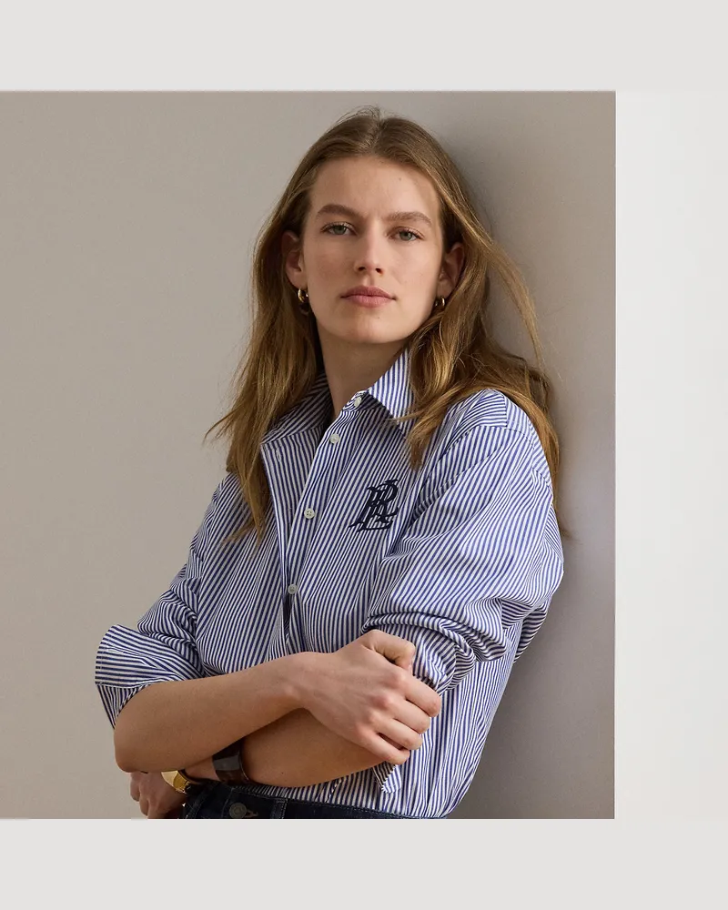Ralph Lauren Kurzgrößen - Relaxed-Fit Baumwollhemd mit Streifen Blue