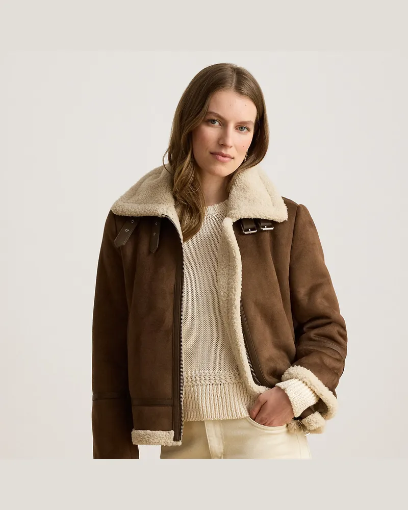Ralph Lauren Jacke aus Wildlederimitat mit Schnalle Brown