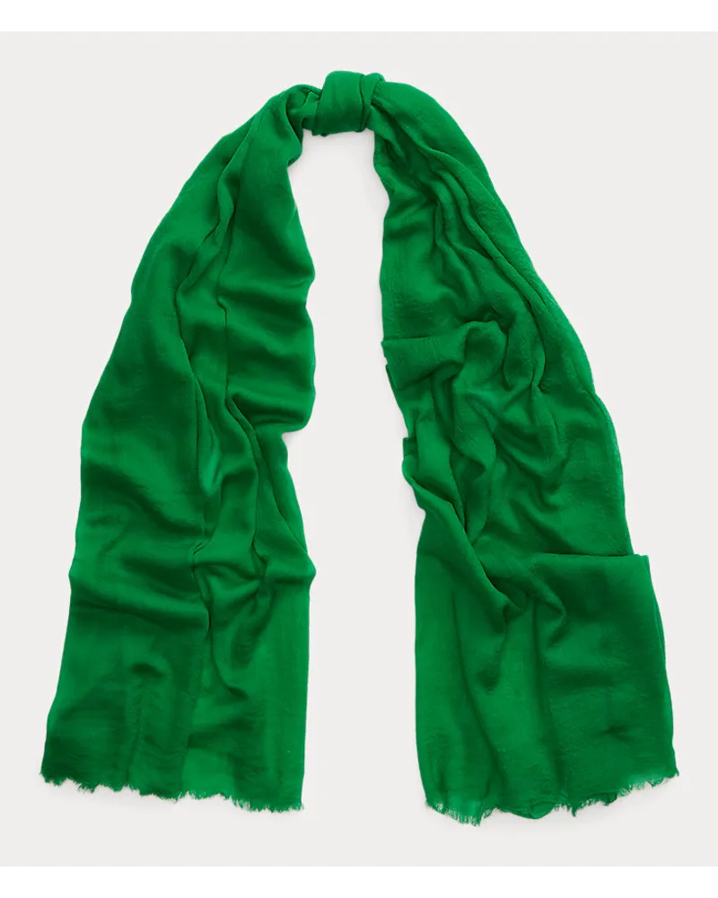 Ralph Lauren Wollschal mit Fransenbesatz Green