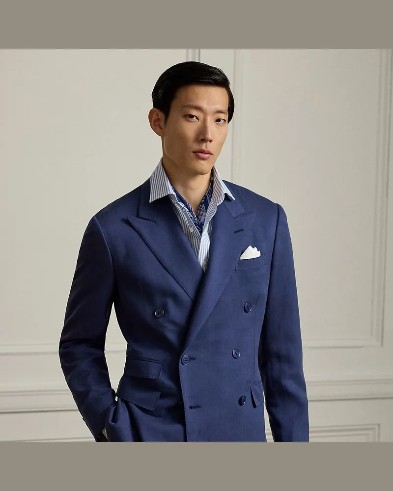 Ralph Lauren Handgeschneiderte Jacke Kent aus Seide Blue