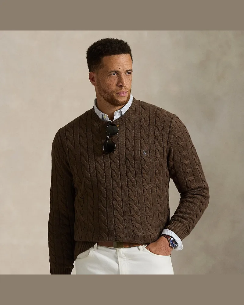 Ralph Lauren Große Größen - Baumwollpullover mit Zopfmuster Brown