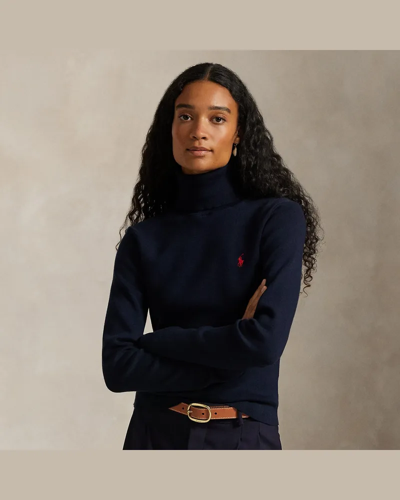 Ralph Lauren Rollkragenpullover aus Baumwollmischung Blue