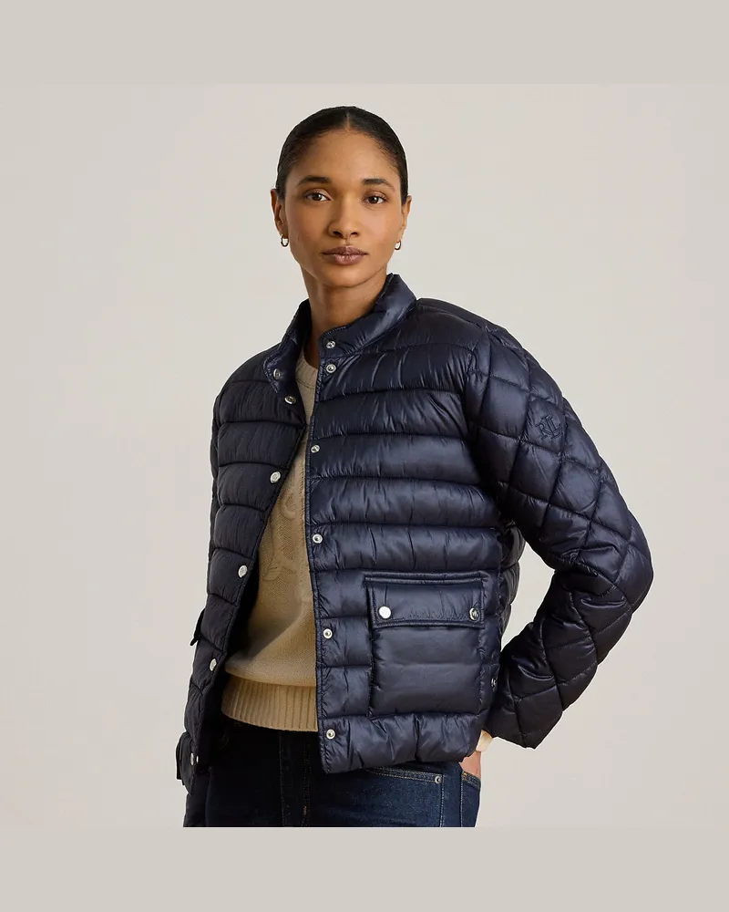 Ralph Lauren Gesteppte Pufferjacke mit Halbrollkragen Blue