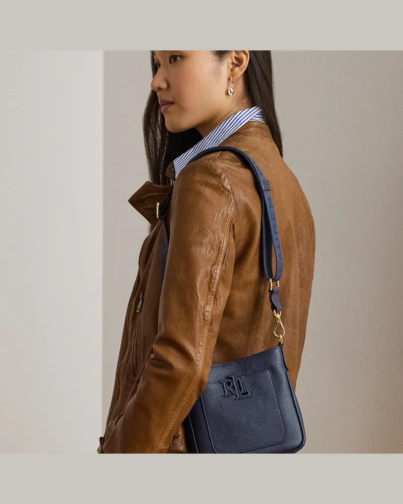 Ralph Lauren Kleine Narbenleder-Umhängetasche Cameryn Blue