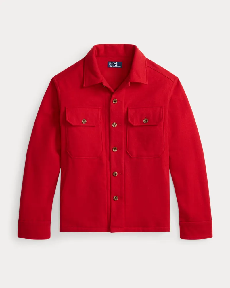 Ralph Lauren Twill-Hemdjacke mit Wildlederaufnäher Red