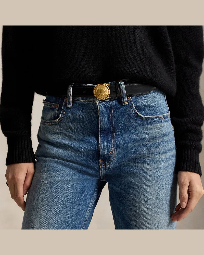 Ralph Lauren Ledergürtel mit Schildschnalle Black