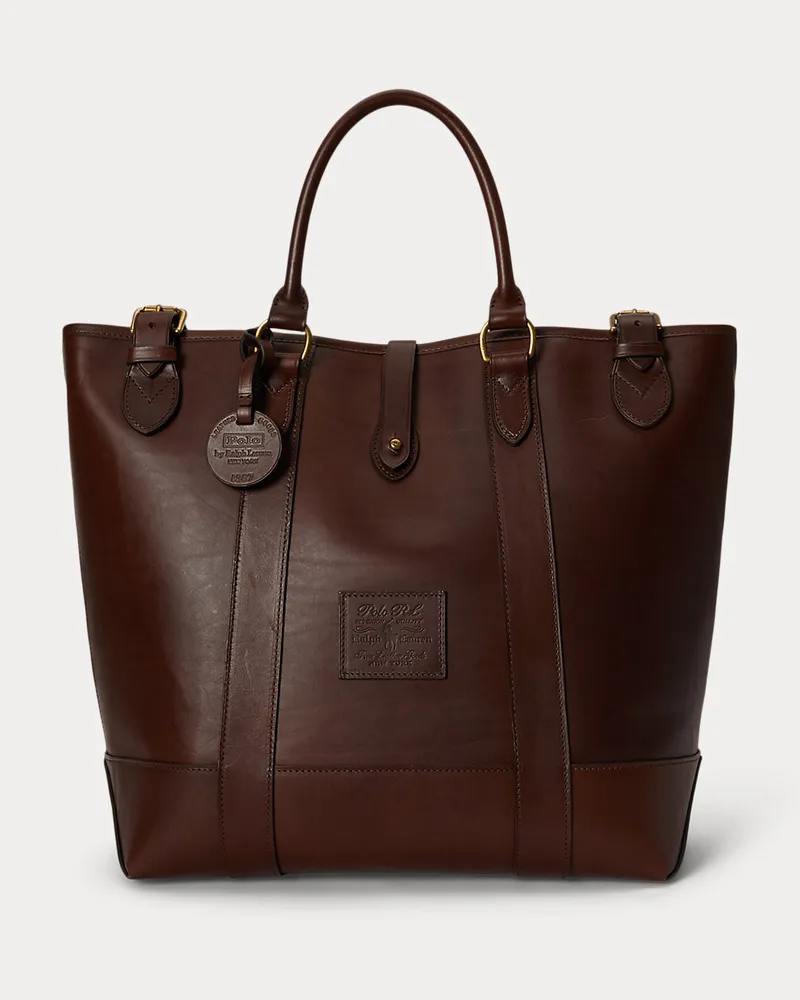 Ralph Lauren Mittelgroße Leder-Tragetasche Heritage Brown
