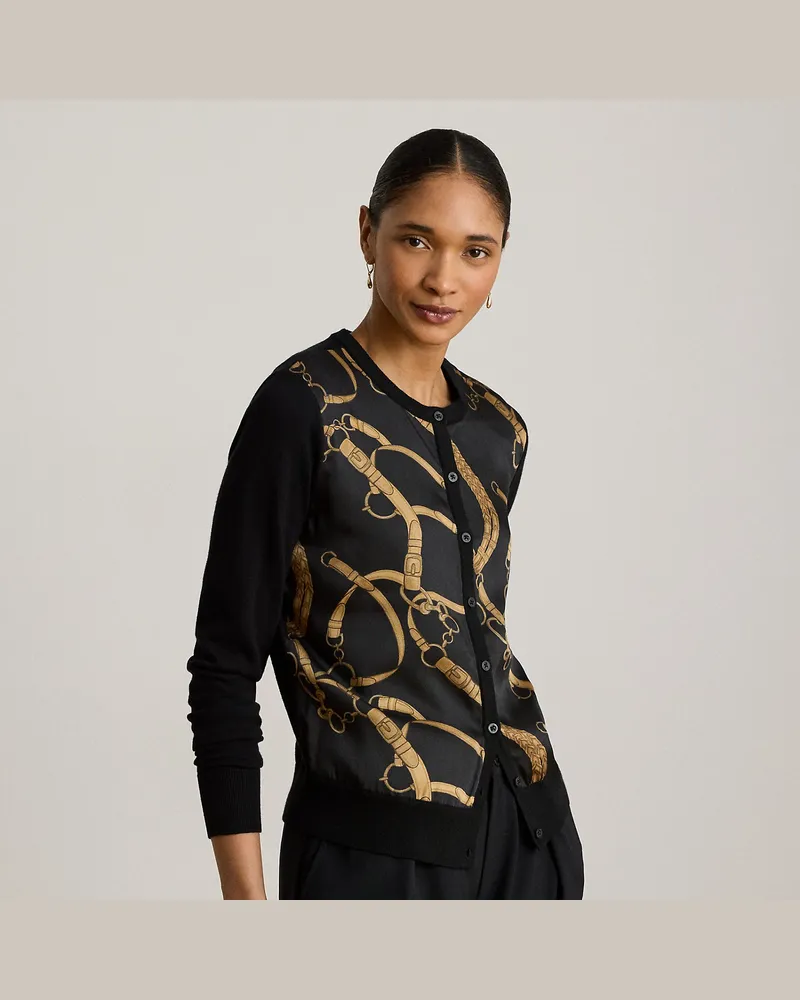 Ralph Lauren Strickjacke mit Gürteldruck Black