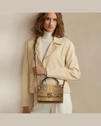 Ralph Lauren Pythonledertasche RL mit Griff oben Tan