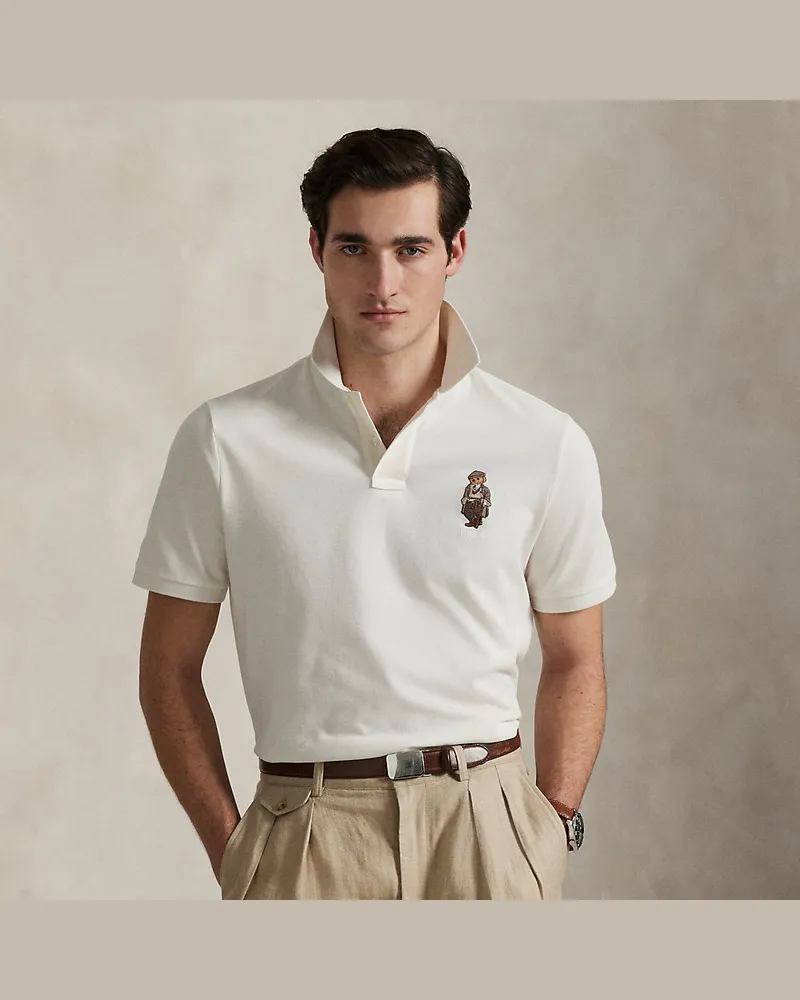 Ralph Lauren Custom-Slim-Fit Poloshirt mit Polo Bear White