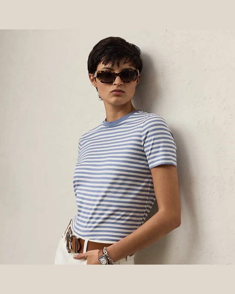 Ralph Lauren Gestreiftes T-Shirt Hallie aus Jersey Blue