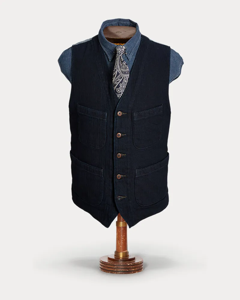 Ralph Lauren Fischgrat-Weste in Indigo Blue