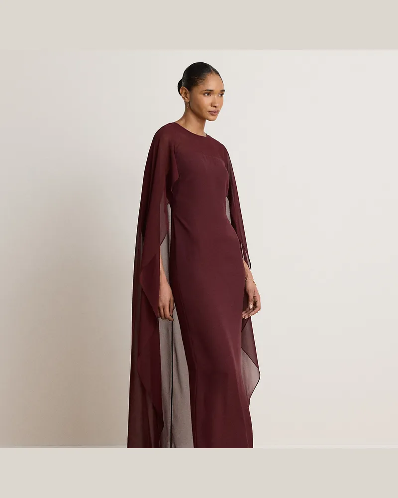 Ralph Lauren Georgette-Abendkleid mit Cape Red