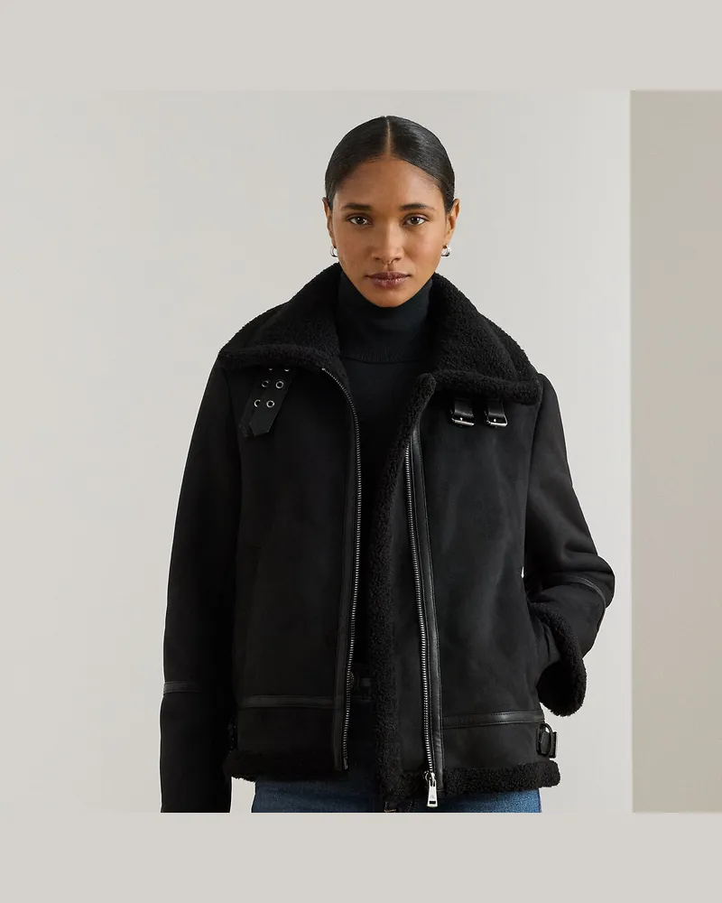 Ralph Lauren Jacke aus Wildlederimitat mit Schnalle Black