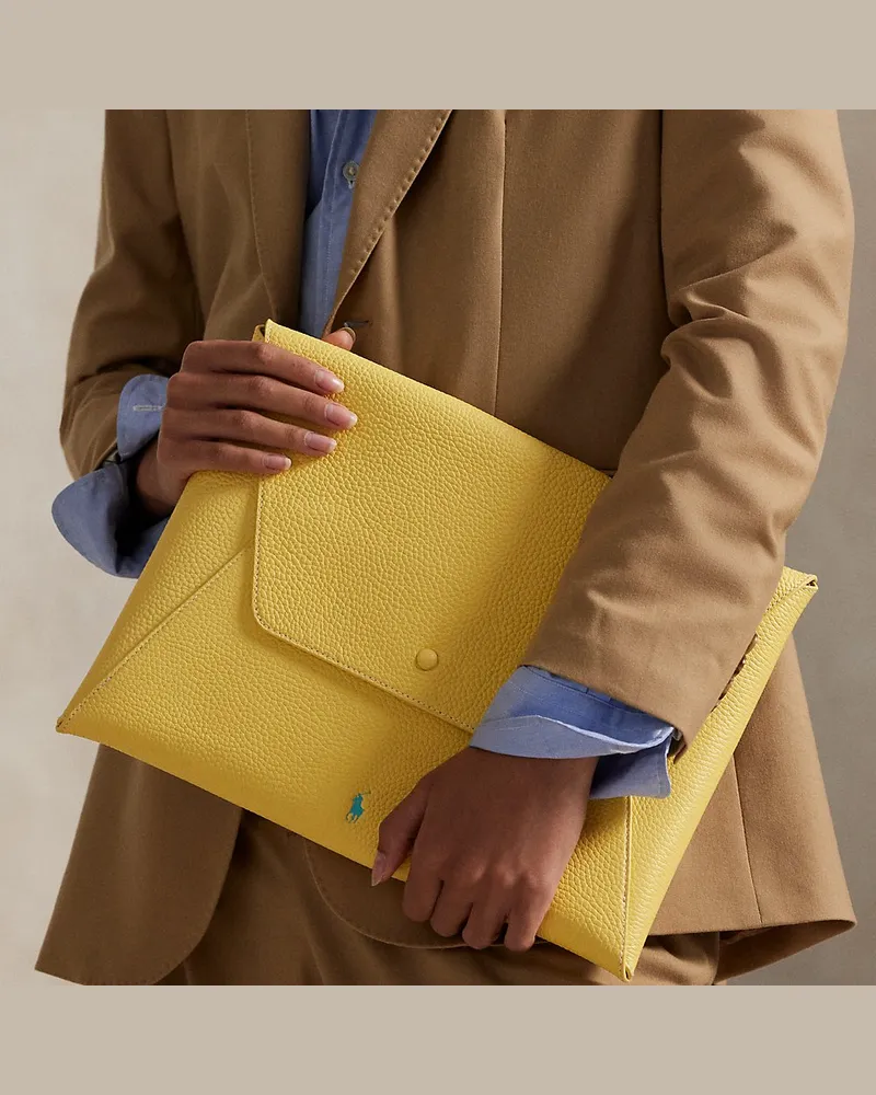 Ralph Lauren Aktenmappe Polo Play aus Leder Yellow