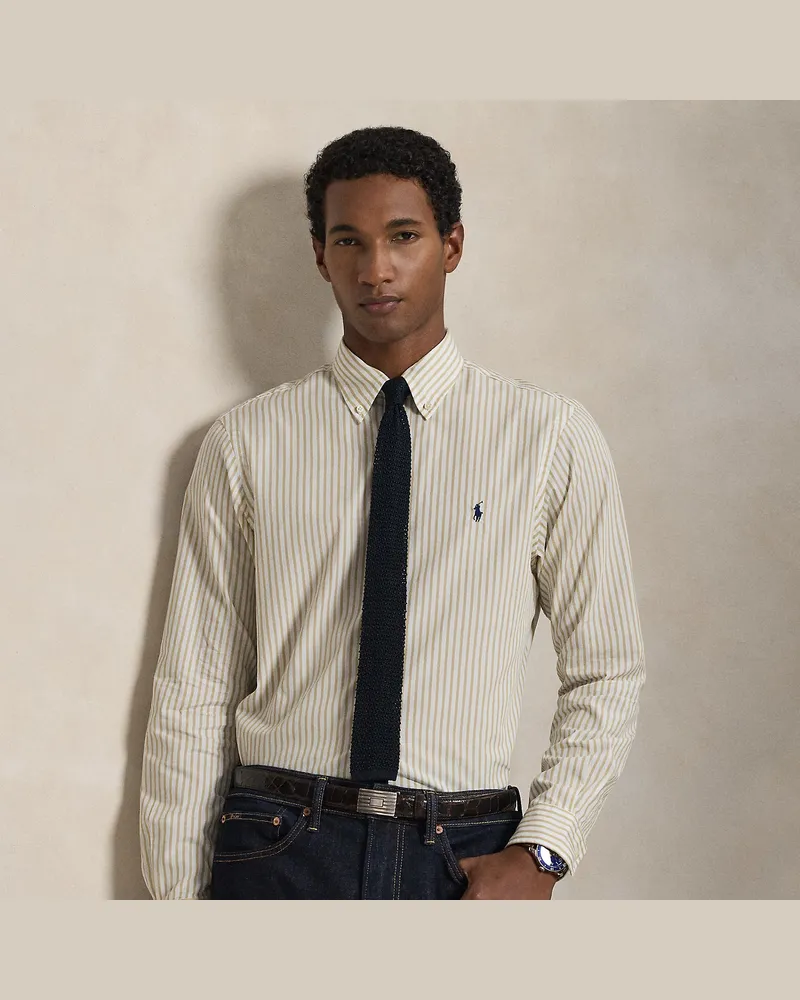 Ralph Lauren Custom-Fit Baumwollhemd mit Streifen White