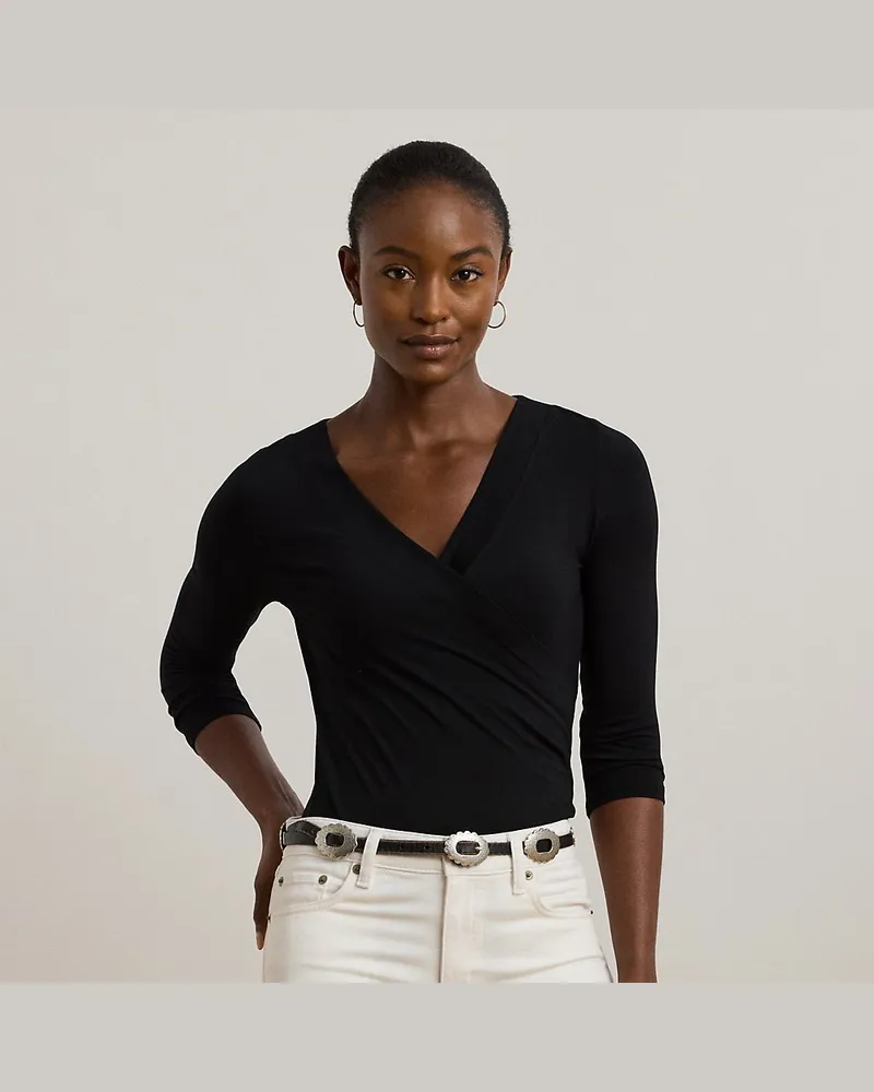 Ralph Lauren Jersey-Oberteil im Chorhemd-Stil Black