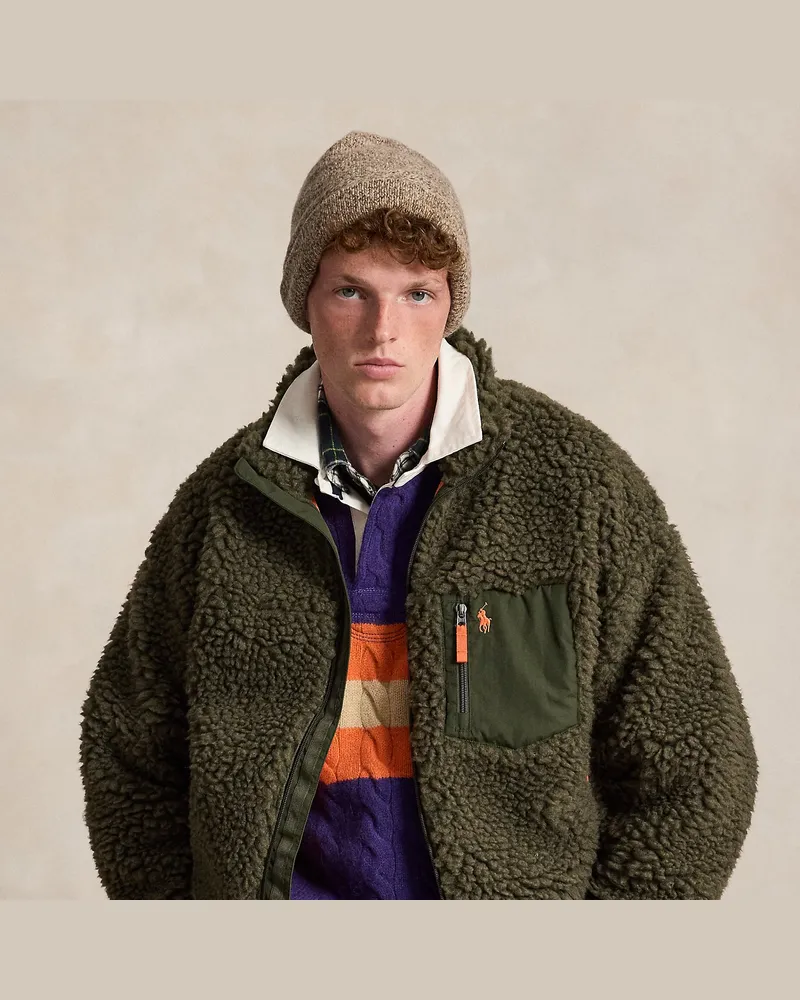 Ralph Lauren Hochflorige Fleecejacke im Relaxed-Fit Green