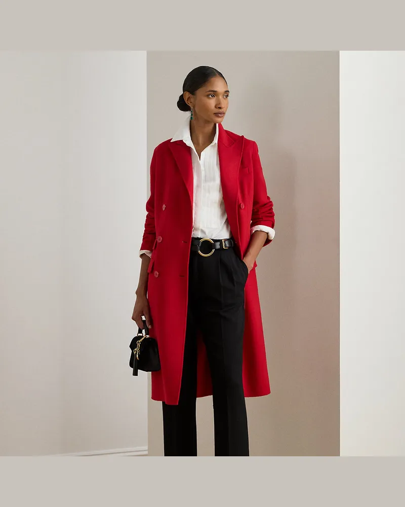 Ralph Lauren Zweireihiger Mantel aus Wollmischung Red