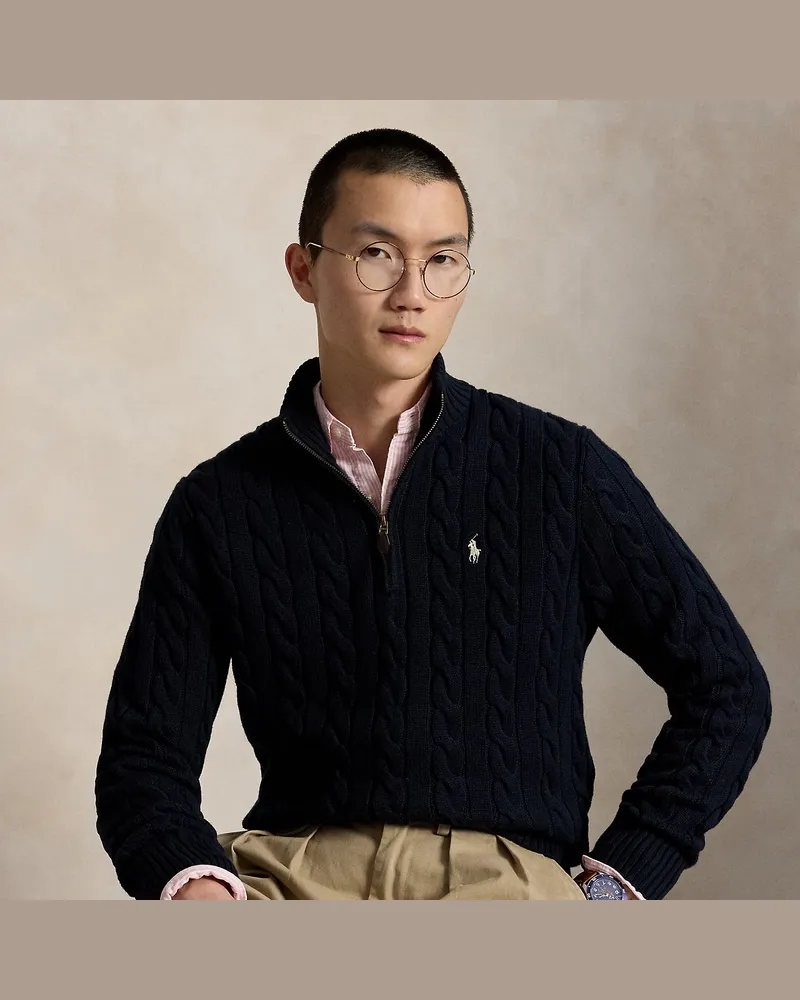 Ralph Lauren Baumwollpullover mit Zopfmuster Blue