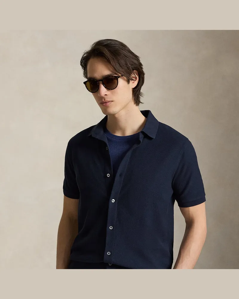 Ralph Lauren Hemd aus Waben-Piqué im Standard-Fit Blue