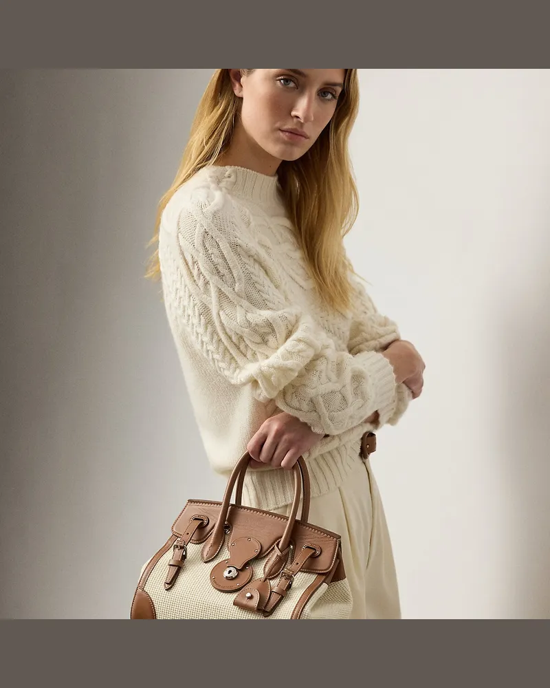 Ralph Lauren Tasche Soft Ricky 27 mit Lederbesatz Cream