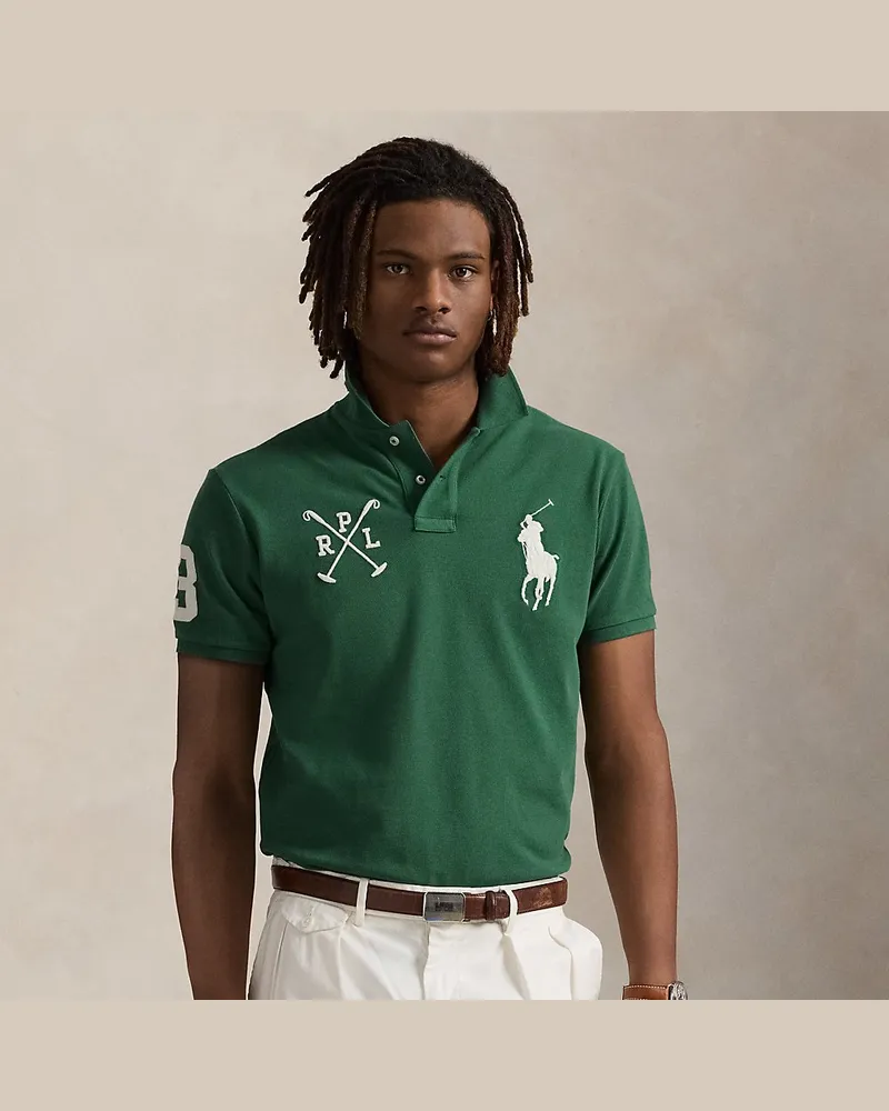 Ralph Lauren Custom-Slim Piqué-Poloshirt mit Big Pony Green