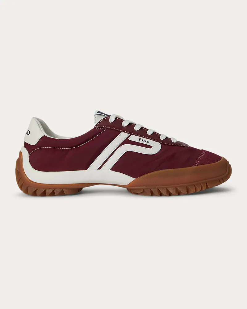 Ralph Lauren Niedriger Nylon-Leder-Sneaker mit Profil Red