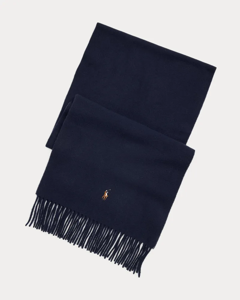 Ralph Lauren Fransenschal aus Schurwolle Blue