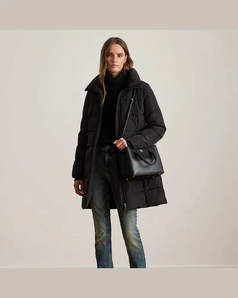 Ralph Lauren Steppmantel mit Kapuze und Wappen Black