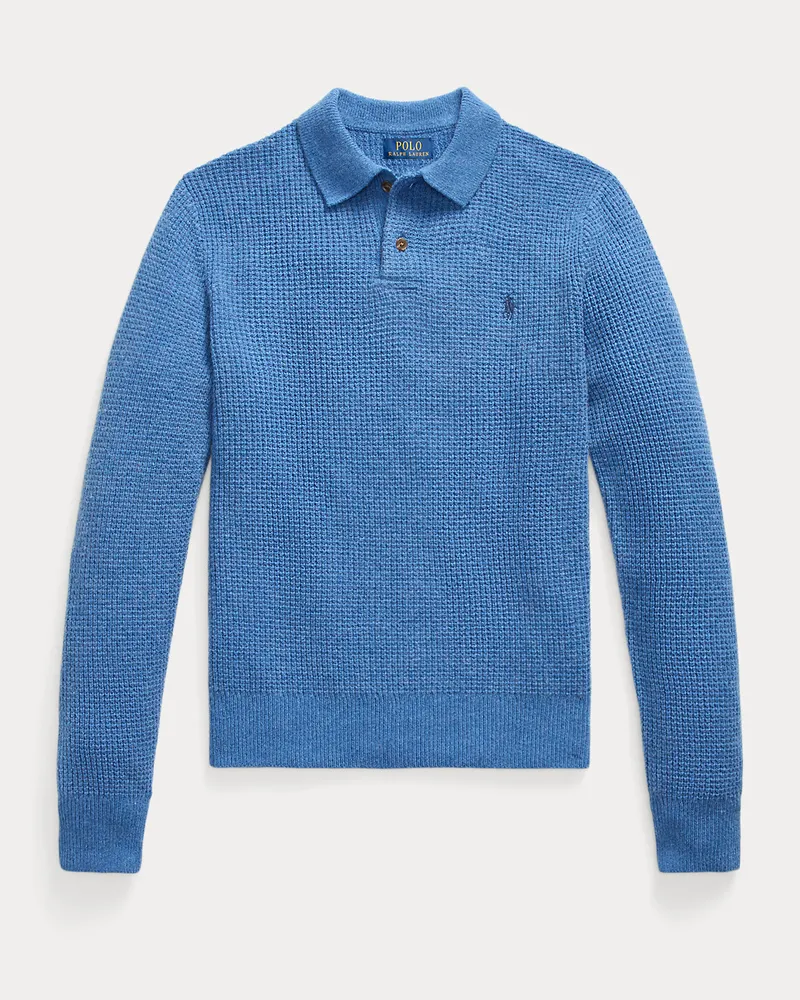 Ralph Lauren Woll-Baumwoll-Pullover mit Polokragen Blue