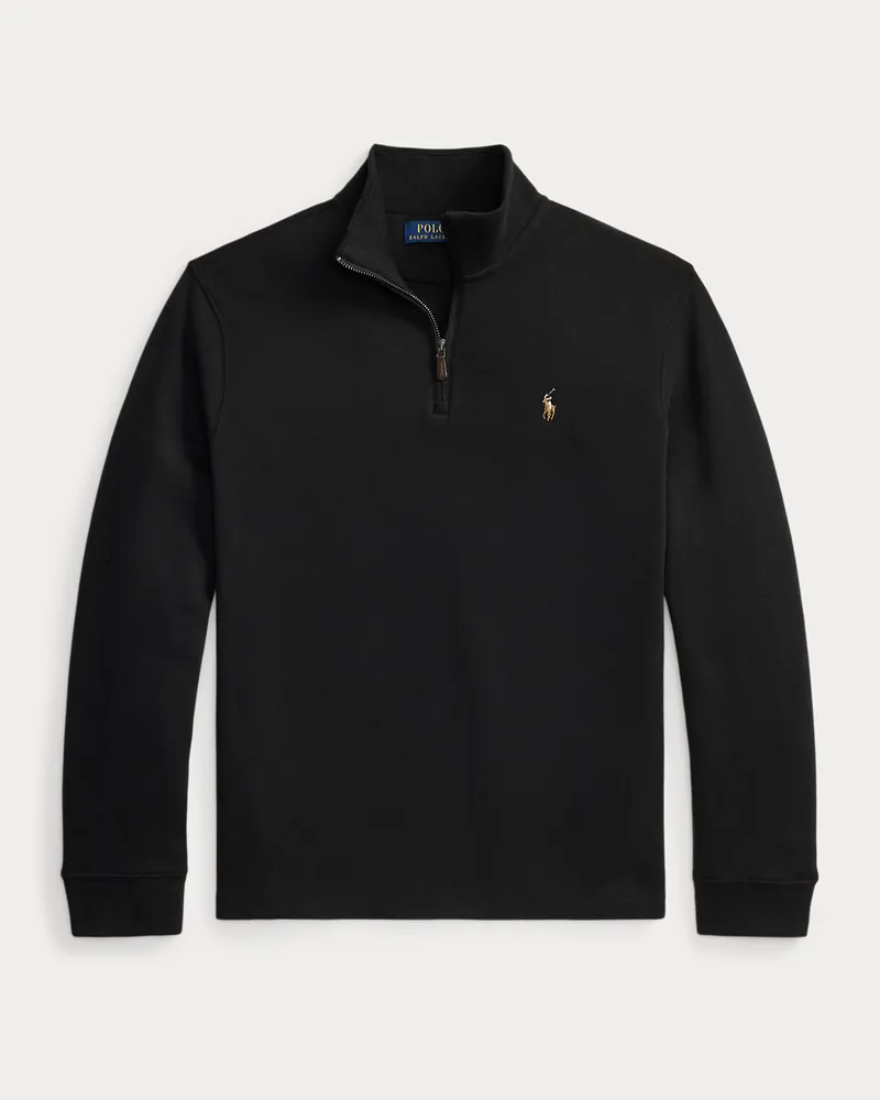 Ralph Lauren Rippenpullover mit Viertelreißverschluss Black