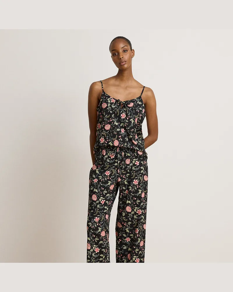 Ralph Lauren Geblümter Batist-Pyjama mit Trägertop Black