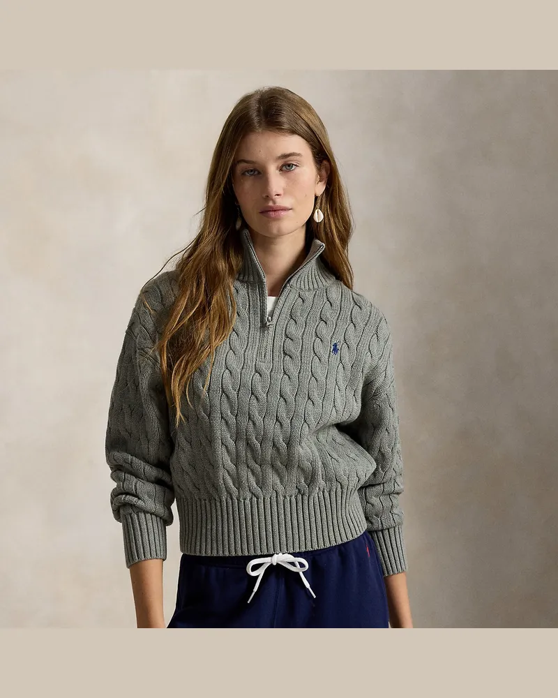 Ralph Lauren Baumwollpullover mit Zopfmuster Grey