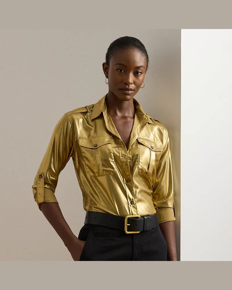 Ralph Lauren Hemd aus Metallic-Chiffon Brown