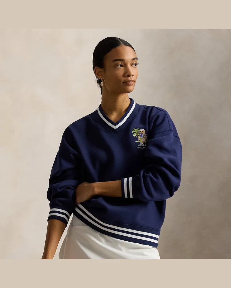 Ralph Lauren V-Pullover mit Polo Bear Blue