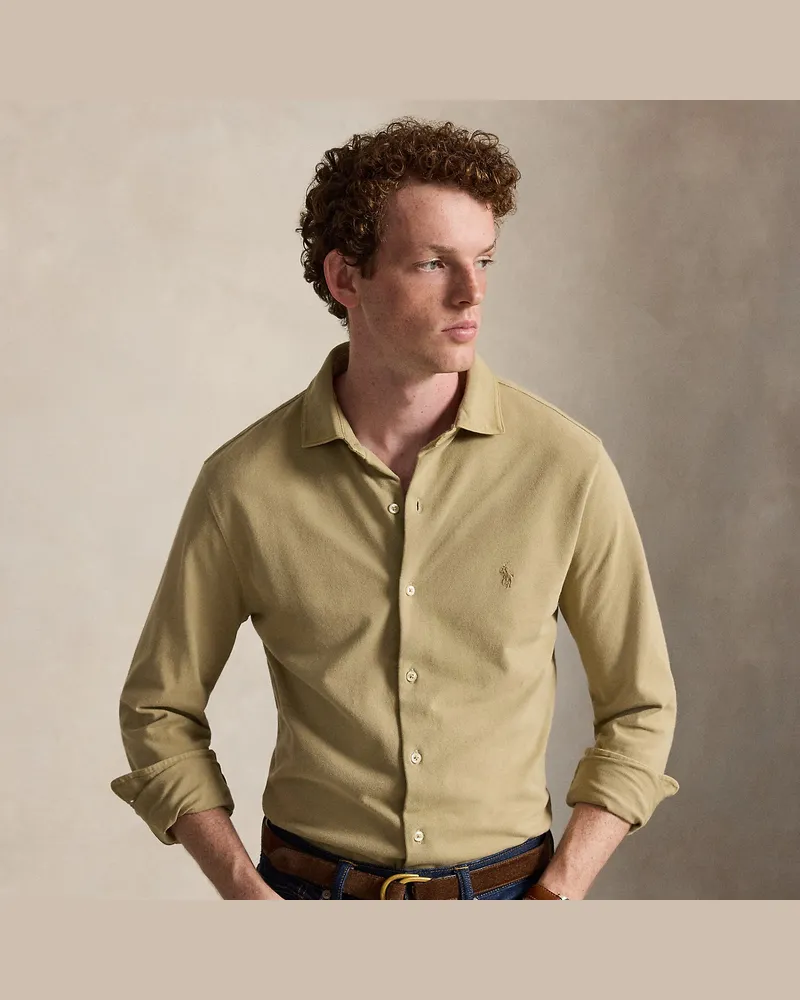 Ralph Lauren Featherweight-Piqué-Hemd Tan