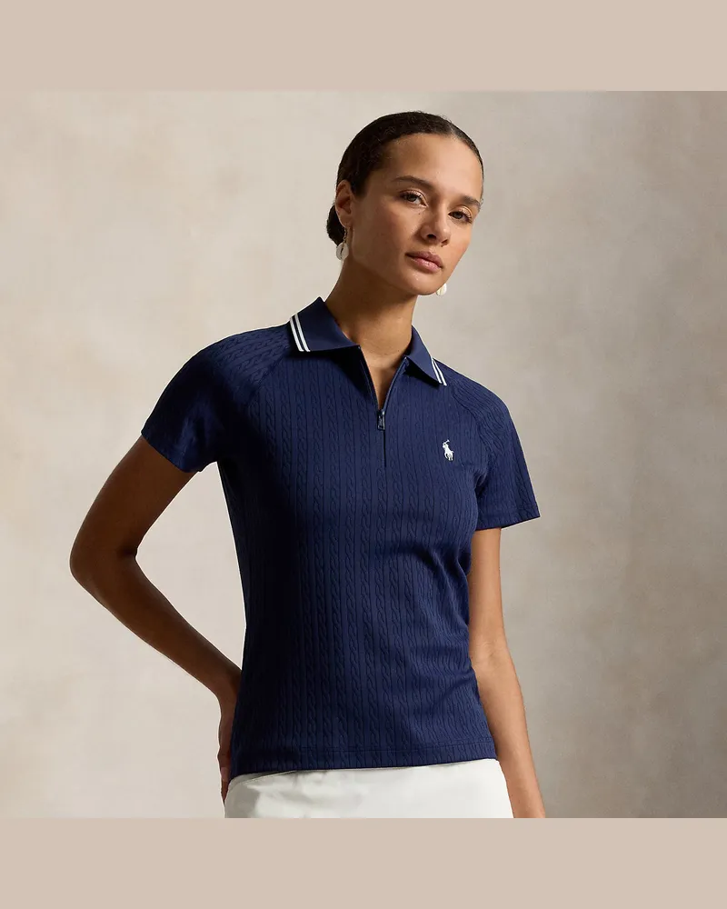 Ralph Lauren Jacquard-Poloshirt mit Zopfmuster Blue