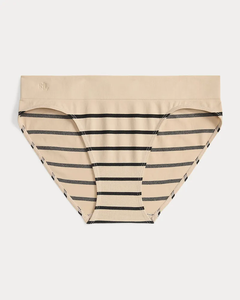 Ralph Lauren Gestreifter Bikini-Slip aus Jersey Tan