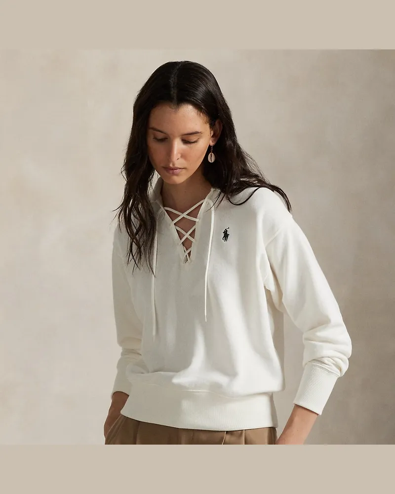 Ralph Lauren Leichter Fleecepullover zum Schnüren White