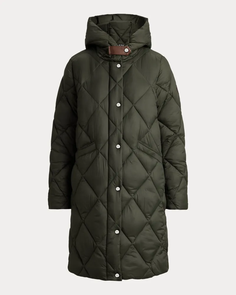 Ralph Lauren Hooded Diamond-Quilted Down Coat Green