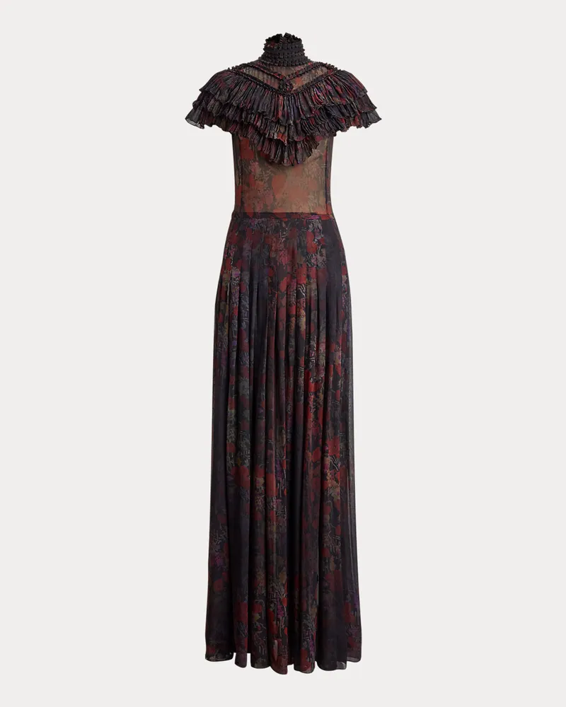Ralph Lauren Geblümtes Chiffon-Abendkleid Cressida Black