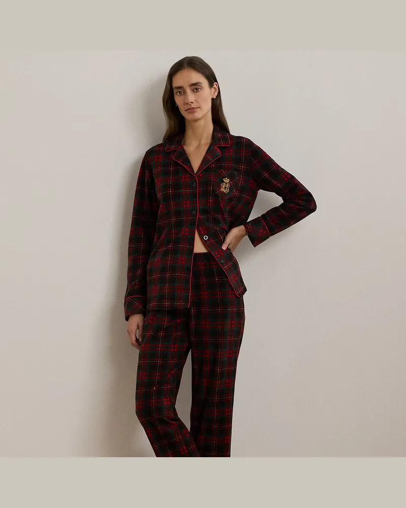 Ralph Lauren Karierter Pyjama aus Fleece Black